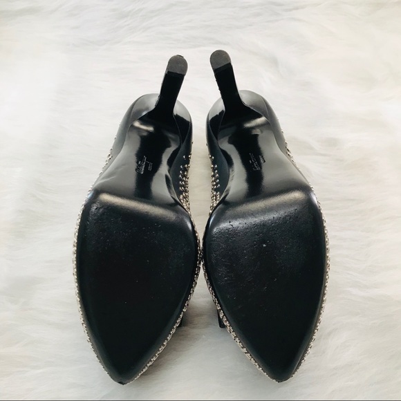 FERRAGAMO Black Silver Sina Louvre Studs Pumps - Picture 8 of 8